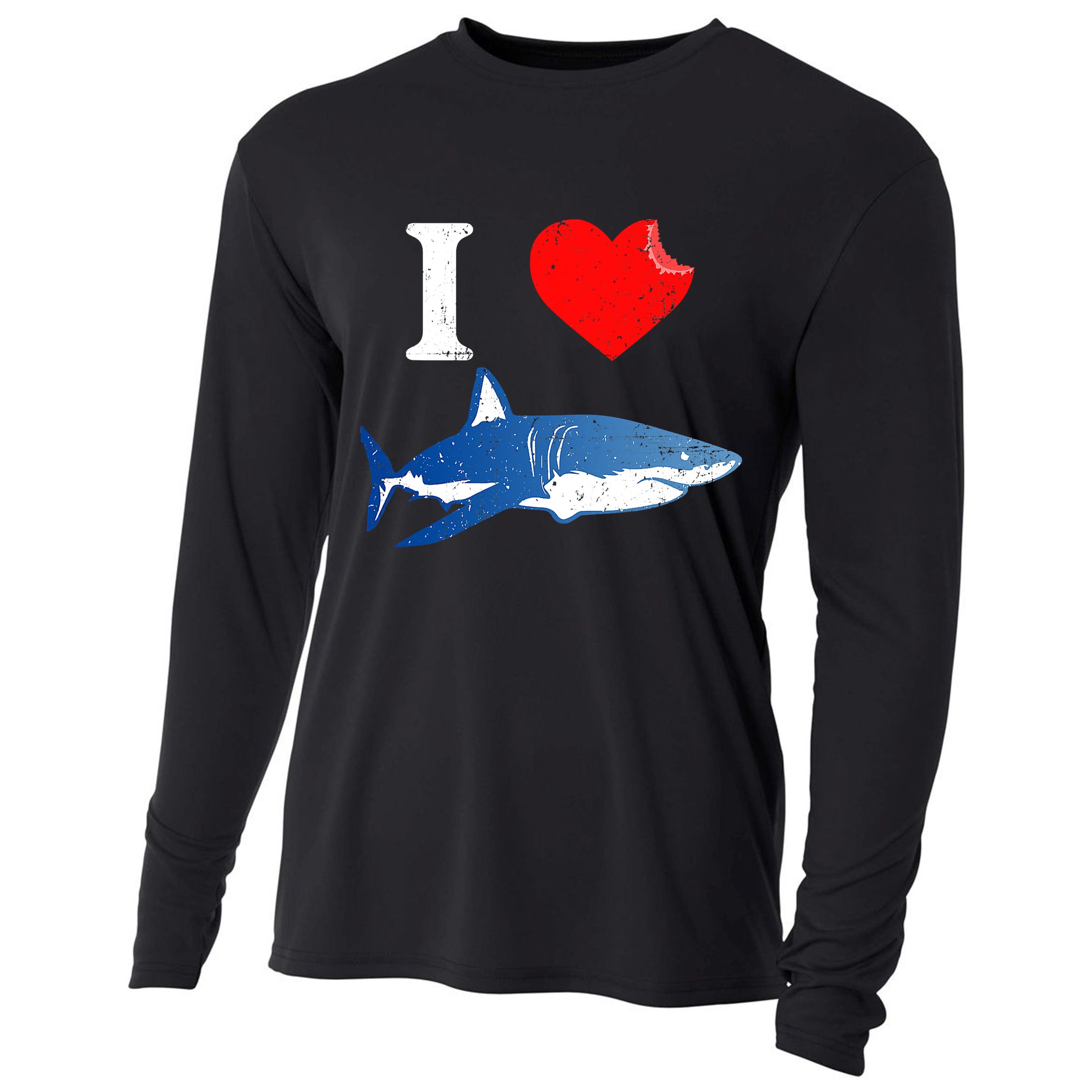 Funny Shark I Love Shark Shark Lover Shark Cooling Performance Long Sleeve Crew