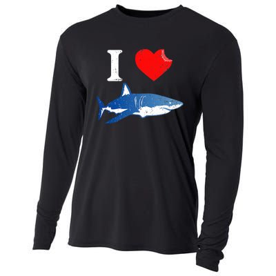 Funny Shark I Love Shark Shark Lover Shark Cooling Performance Long Sleeve Crew