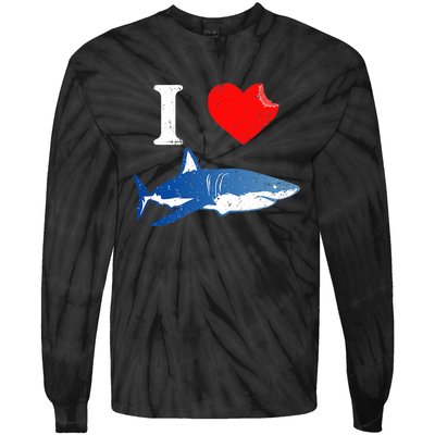 Funny Shark I Love Shark Shark Lover Shark Tie-Dye Long Sleeve Shirt