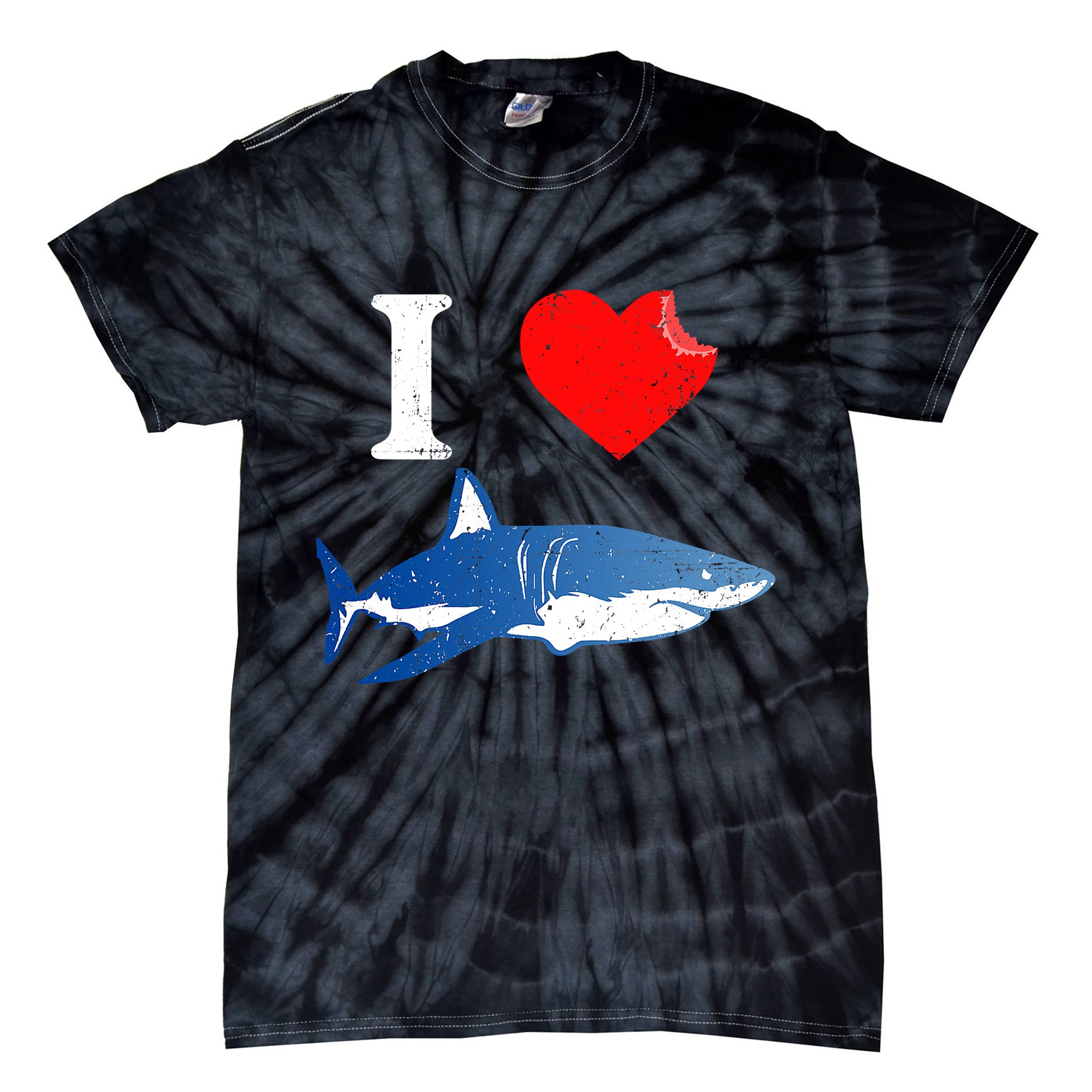 Funny Shark I Love Shark Shark Lover Shark Tie-Dye T-Shirt
