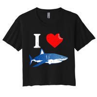 Funny Shark I Love Shark Shark Lover Shark Women's Crop Top Tee