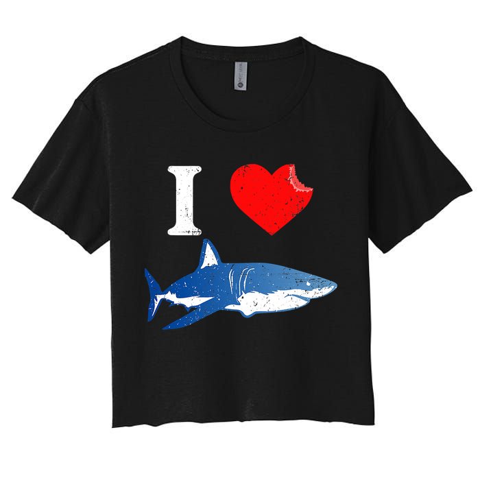 Funny Shark I Love Shark Shark Lover Shark Women's Crop Top Tee
