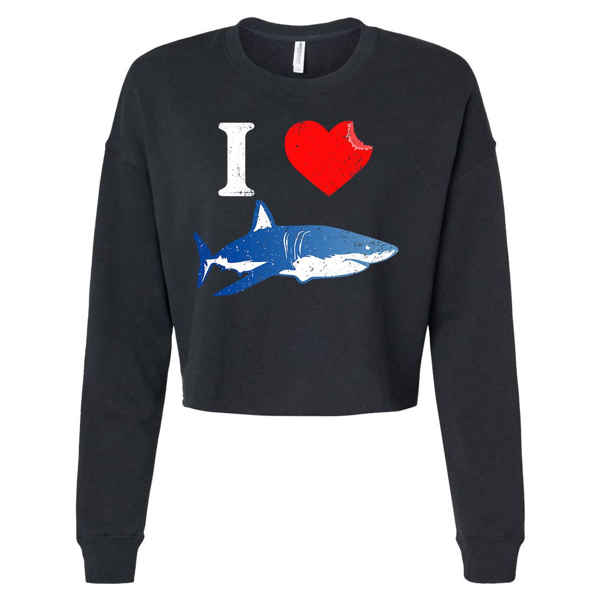 Funny Shark I Love Shark Shark Lover Shark Cropped Pullover Crew