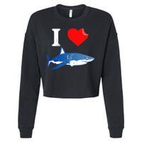 Funny Shark I Love Shark Shark Lover Shark Cropped Pullover Crew