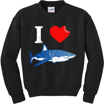 Funny Shark I Love Shark Shark Lover Shark Kids Sweatshirt