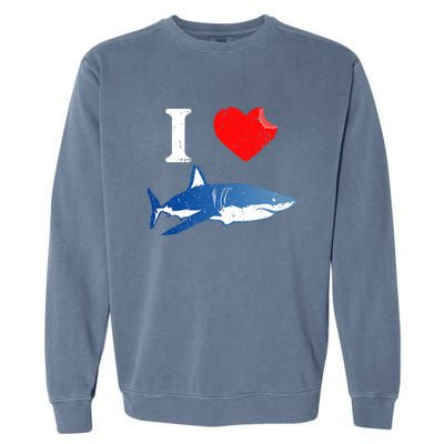 Funny Shark I Love Shark Shark Lover Shark Garment-Dyed Sweatshirt