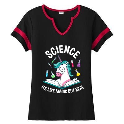 Funny Science Is Like Magic But Real Unicorn Funny Science Ladies Halftime Notch Neck Tee