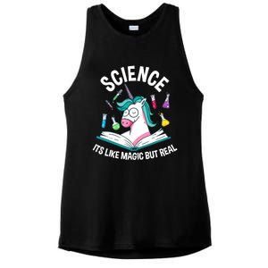 Funny Science Is Like Magic But Real Unicorn Funny Science Ladies PosiCharge Tri-Blend Wicking Tank