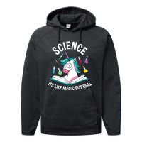 Funny Science Is Like Magic But Real Unicorn Funny Science Performance Fleece Hoodie