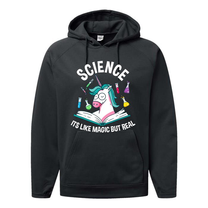 Funny Science Is Like Magic But Real Unicorn Funny Science Performance Fleece Hoodie