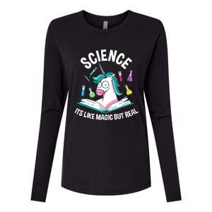 Funny Science Is Like Magic But Real Unicorn Funny Science Womens Cotton Relaxed Long Sleeve T-Shirt