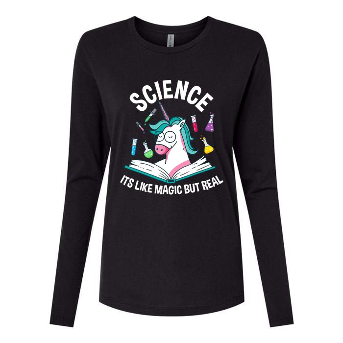 Funny Science Is Like Magic But Real Unicorn Funny Science Womens Cotton Relaxed Long Sleeve T-Shirt