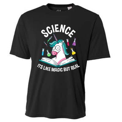 Funny Science Is Like Magic But Real Unicorn Funny Science Cooling Performance Crew T-Shirt