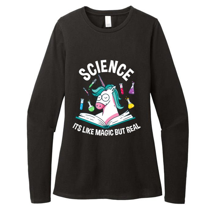 Funny Science Is Like Magic But Real Unicorn Funny Science Womens CVC Long Sleeve Shirt