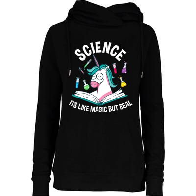 Funny Science Is Like Magic But Real Unicorn Funny Science Womens Funnel Neck Pullover Hood