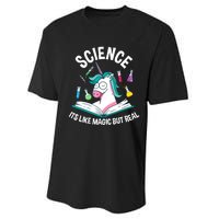 Funny Science Is Like Magic But Real Unicorn Funny Science Performance Sprint T-Shirt