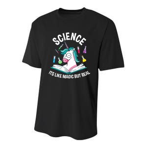 Funny Science Is Like Magic But Real Unicorn Funny Science Youth Performance Sprint T-Shirt