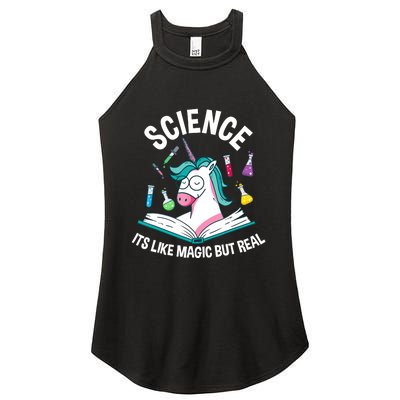 Funny Science Is Like Magic But Real Unicorn Funny Science Women's Perfect Tri Rocker Tank