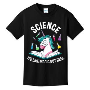 Funny Science Is Like Magic But Real Unicorn Funny Science Kids T-Shirt