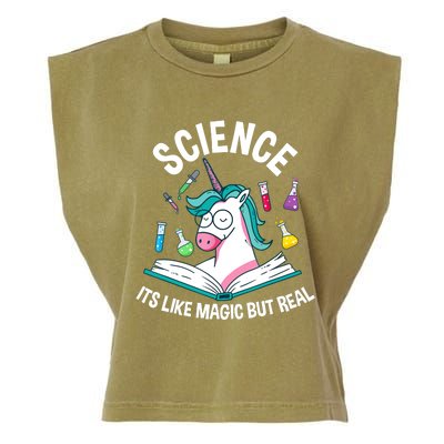 Funny Science Is Like Magic But Real Unicorn Funny Science Garment-Dyed Women's Muscle Tee