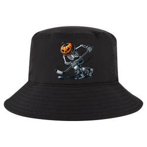 Funny Skeleton Ice Hockey Halloween Pumpkin Hockey Cute Gift Cool Comfort Performance Bucket Hat