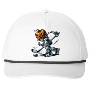 Funny Skeleton Ice Hockey Halloween Pumpkin Hockey Cute Gift Snapback Five-Panel Rope Hat