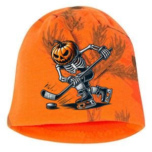 Funny Skeleton Ice Hockey Halloween Pumpkin Hockey Cute Gift Kati - Camo Knit Beanie