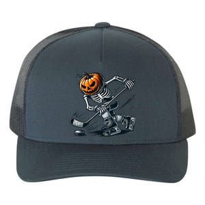 Funny Skeleton Ice Hockey Halloween Pumpkin Hockey Cute Gift Yupoong Adult 5-Panel Trucker Hat