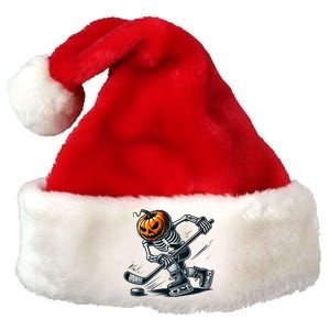 Funny Skeleton Ice Hockey Halloween Pumpkin Hockey Cute Gift Premium Christmas Santa Hat