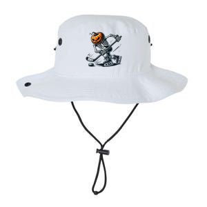 Funny Skeleton Ice Hockey Halloween Pumpkin Hockey Cute Gift Legacy Cool Fit Booney Bucket Hat