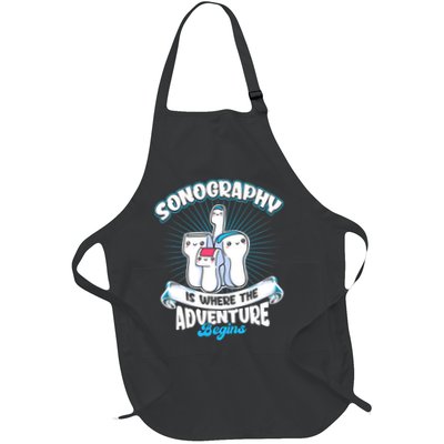 Funny Sonography Is Where The Adventure Begins Ultrasound Tech Full-Length Apron With Pockets