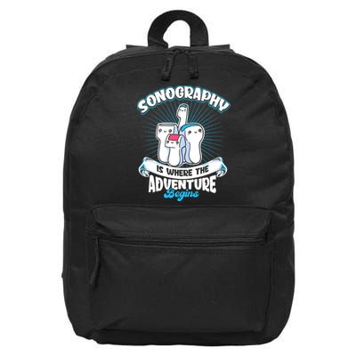 Funny Sonography Is Where The Adventure Begins Ultrasound Tech 16 in Basic Backpack