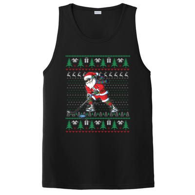 Funny Santa Ice Hockey Player Ugly Sweater Christmas Hockey Gift PosiCharge Competitor Tank