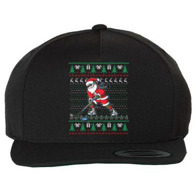 Funny Santa Ice Hockey Player Ugly Sweater Christmas Hockey Gift Wool Snapback Cap