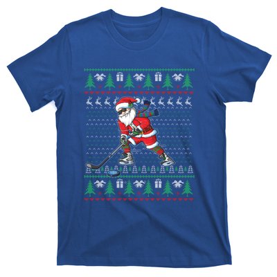 Funny Santa Ice Hockey Player Ugly Sweater Christmas Hockey Gift T-Shirt