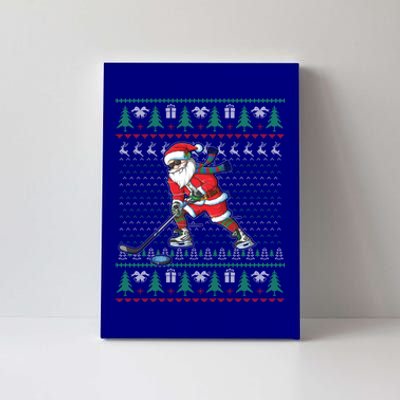 Funny Santa Ice Hockey Player Ugly Sweater Christmas Hockey Gift Canvas