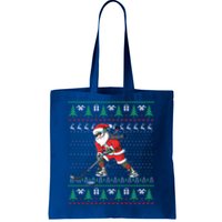 Funny Santa Ice Hockey Player Ugly Sweater Christmas Hockey Gift Tote Bag