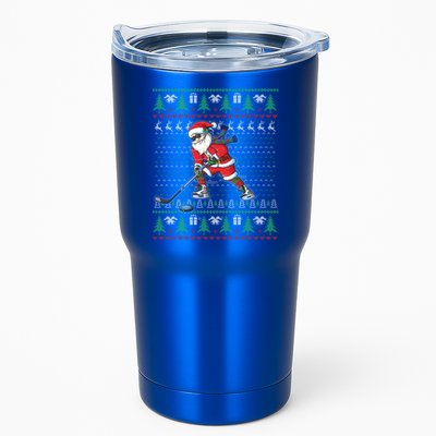 Funny Santa Ice Hockey Player Ugly Sweater Christmas Hockey Gift Tumbler