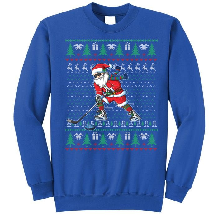 Funny Santa Ice Hockey Player Ugly Sweater Christmas Hockey Gift Tall Sweatshirt