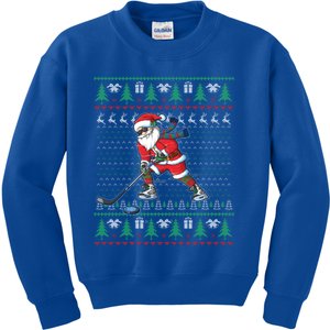 Funny Santa Ice Hockey Player Ugly Sweater Christmas Hockey Gift Kids Sweatshirt