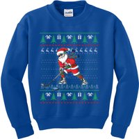 Funny Santa Ice Hockey Player Ugly Sweater Christmas Hockey Gift Kids Sweatshirt