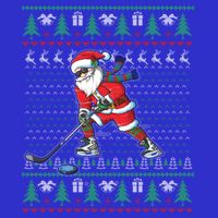 Funny Santa Ice Hockey Player Ugly Sweater Christmas Hockey Gift Zip Tote Bag