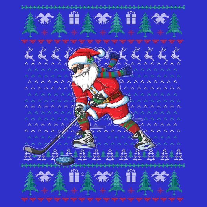Funny Santa Ice Hockey Player Ugly Sweater Christmas Hockey Gift Zip Tote Bag