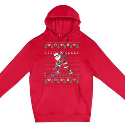 Funny Santa Ice Hockey Player Ugly Sweater Christmas Hockey Gift Premium Pullover Hoodie