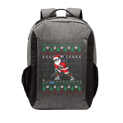 Funny Santa Ice Hockey Player Ugly Sweater Christmas Hockey Gift Vector Backpack