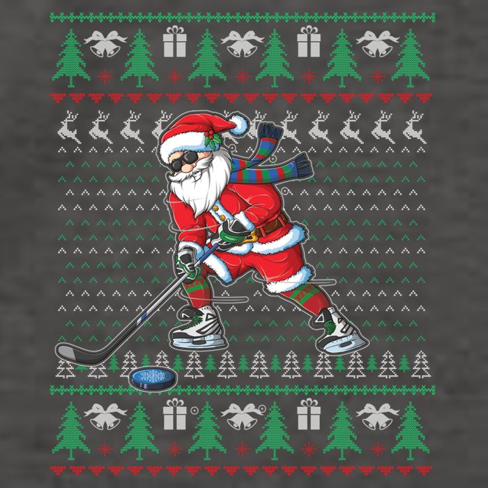 Funny Santa Ice Hockey Player Ugly Sweater Christmas Hockey Gift Vector Backpack