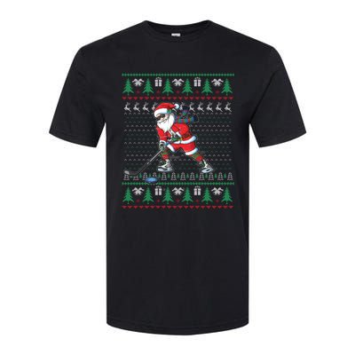 Funny Santa Ice Hockey Player Ugly Sweater Christmas Hockey Gift Softstyle CVC T-Shirt