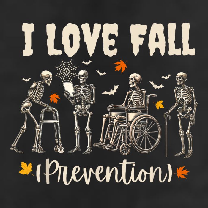 Funny Skeleton I Love Fall Prevention Fall Physical Therapy 7 Panel Mesh Trucker Snapback Hat
