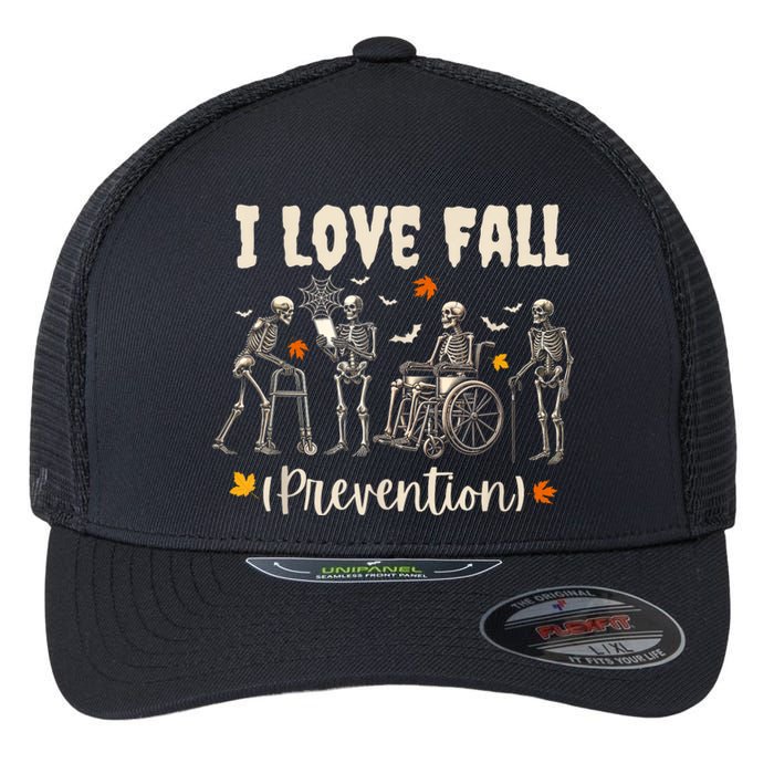 Funny Skeleton I Love Fall Prevention Fall Physical Therapy Flexfit Unipanel Trucker Cap