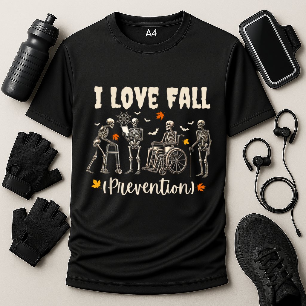 Funny Skeleton I Love Fall Prevention Fall Physical Therapy Cooling Performance Crew T-Shirt